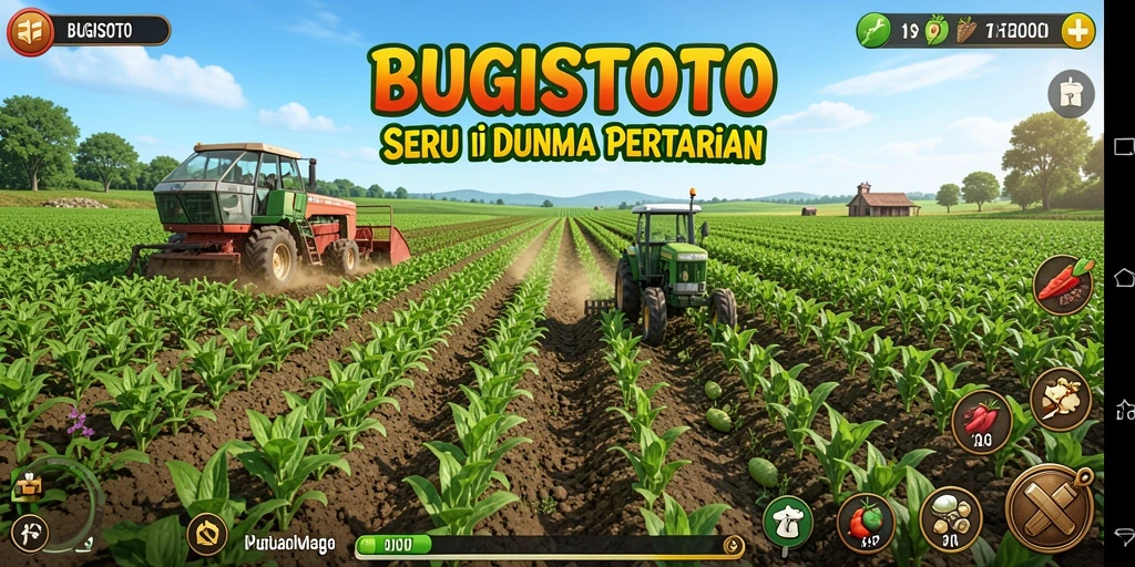 Tampilan menarik dari gameplay BUGISTOTO yang menggambarkan pertanian yang hidup.