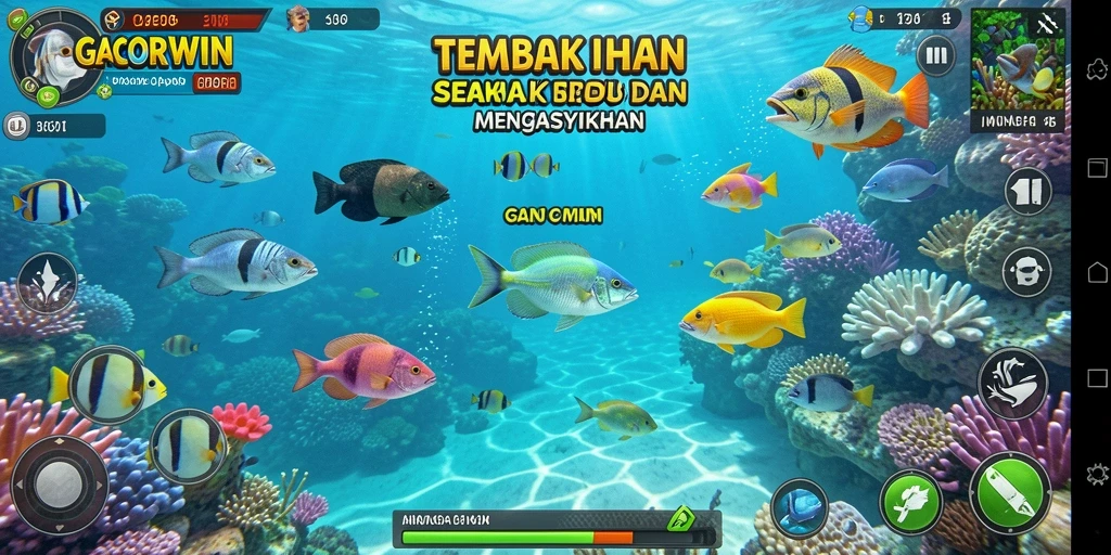 Screenshot gameplay GACORWIN menampilkan aksi menembak ikan yang seru.
