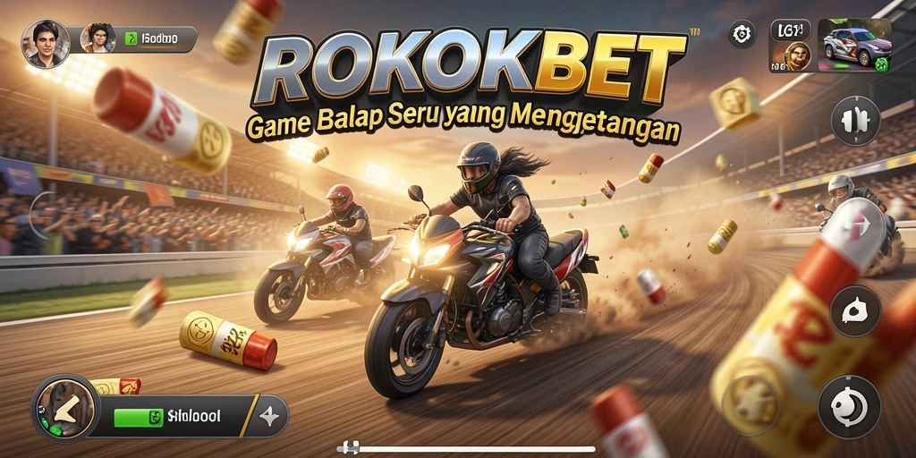 Gameplay ROKOKBET yang seru dengan aksi balapan mendebarkan.