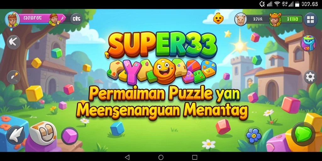 Tampilan gameplay SUPER33 yang penuh warna dan menantang.