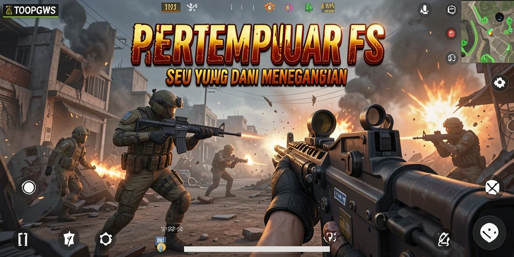 Screenshot dari gameplay intens TOOPGWS yang penuh aksi.